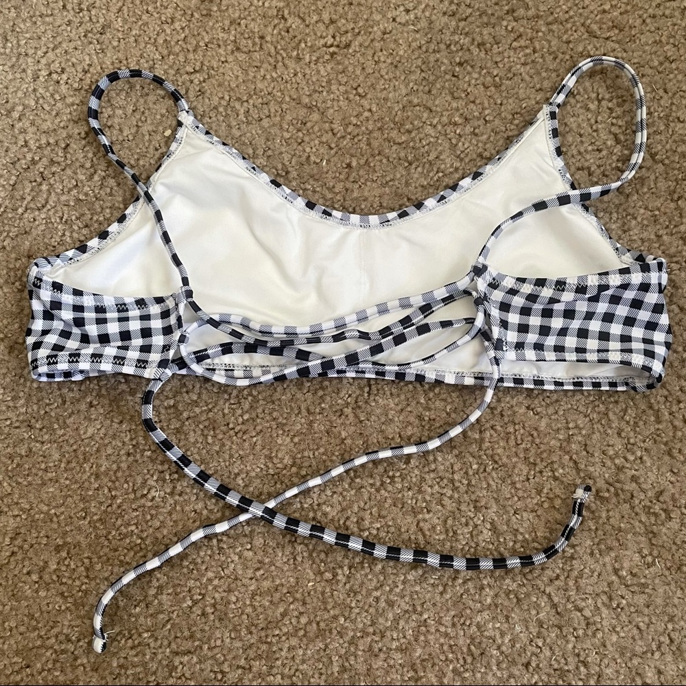 NWOT Black & White Gingham Bikini Top - Picture 2 of 2